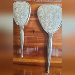 Vintage vanity hand mirror and brush set